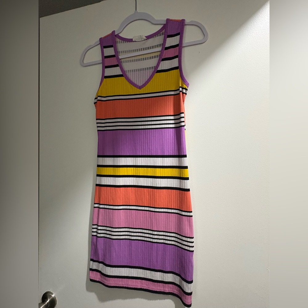 Colorful Striped Sleeveless Midi Dress